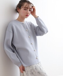 couture brooch | 【春の軽羽織】パール調釦コクーンニットジャケット(カーディガン/ボレロ)