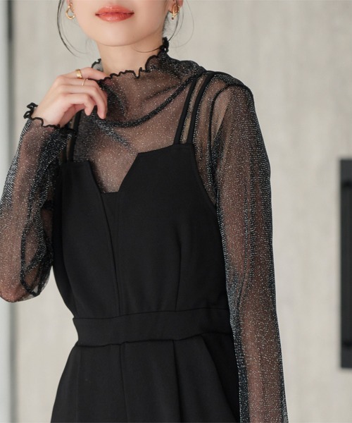 KOBE LETTUCE（コウベレタス）の「[ ストレッチ×ノーアイロン ] 細見えストレッチデザインキャミオールインワン（つなぎ/オールインワン・レディース・ブラック/モカ/チャコール/ホワイト系・M/PM）」の5枚目の写真