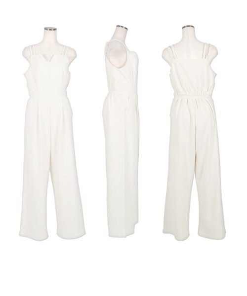 KOBE LETTUCE（コウベレタス）の「[ ストレッチ×ノーアイロン ] 細見えストレッチデザインキャミオールインワン（つなぎ/オールインワン・レディース・ブラック/モカ/チャコール/ホワイト系・M/PM）」の8枚目の写真