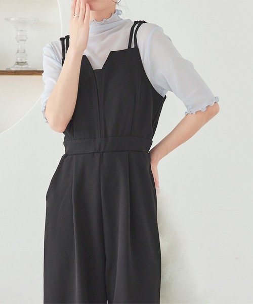 KOBE LETTUCE（コウベレタス）の「[ ストレッチ×ノーアイロン ] 細見えストレッチデザインキャミオールインワン（つなぎ/オールインワン・レディース・ブラック/モカ/チャコール/ホワイト系・M/PM）」の22枚目の写真