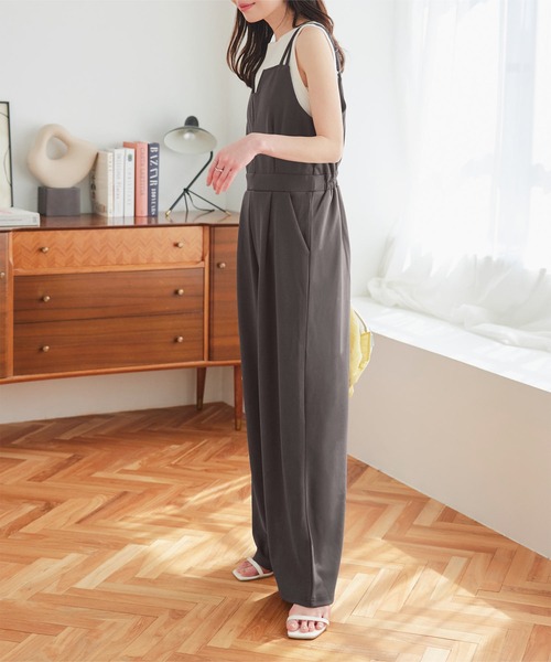 KOBE LETTUCE（コウベレタス）の「[ ストレッチ×ノーアイロン ] 細見えストレッチデザインキャミオールインワン（つなぎ/オールインワン・レディース・ブラック/モカ/チャコール/ホワイト系・M/PM）」の20枚目の写真