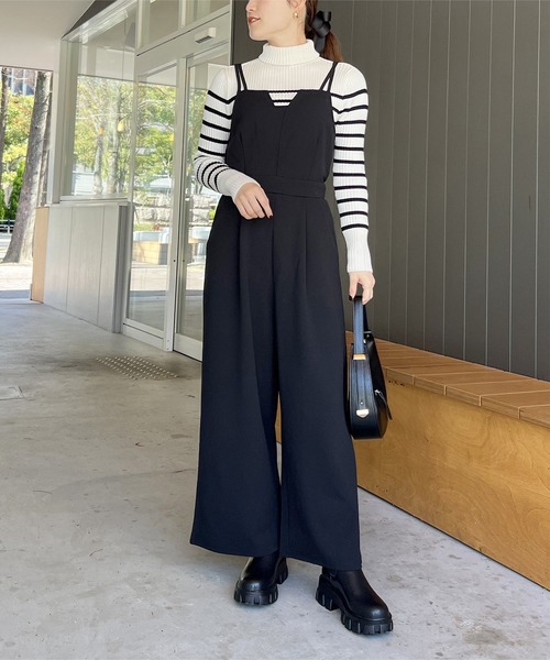 KOBE LETTUCE（コウベレタス）の「[ ストレッチ×ノーアイロン ] 細見えストレッチデザインキャミオールインワン（つなぎ/オールインワン・レディース・ブラック/モカ/チャコール/ホワイト系・M/PM）」の17枚目の写真