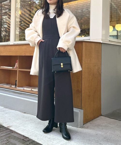 KOBE LETTUCE（コウベレタス）の「[ ストレッチ×ノーアイロン ] 細見えストレッチデザインキャミオールインワン（つなぎ/オールインワン・レディース・ブラック/モカ/チャコール/ホワイト系・M/PM）」の14枚目の写真