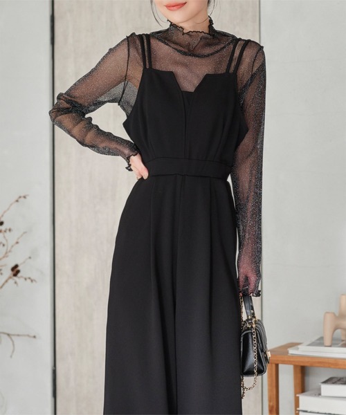 KOBE LETTUCE（コウベレタス）の「[ ストレッチ×ノーアイロン ] 細見えストレッチデザインキャミオールインワン（つなぎ/オールインワン・レディース・ブラック/モカ/チャコール/ホワイト系・M/PM）」の21枚目の写真