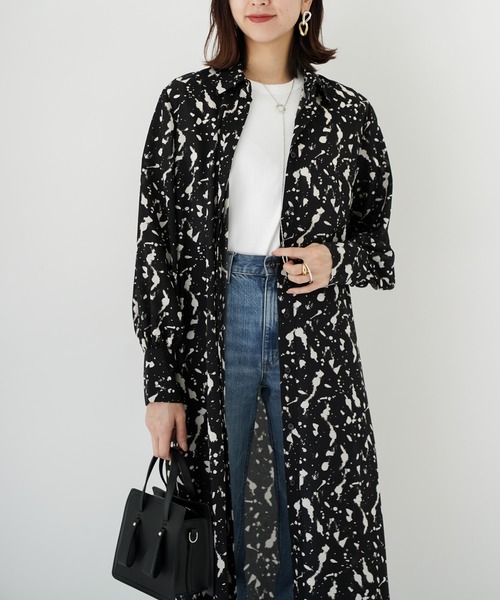 CIEL'AIR（シエルエアー）の「Print Shirt Dress（シャツワンピース・レディース・ブラック・FREE）」の14枚目の写真