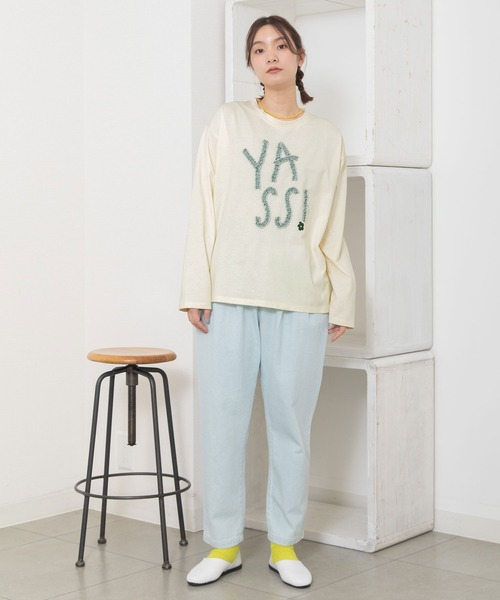 POU DOU DOU（プードゥドゥ）の「YASS ギャザーテープロゴロンTee（Tシャツ/カットソー・レディース・オフホワイト/ライトイエロー/ブルー・3）」の21枚目の写真