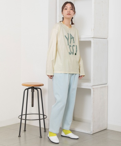 POU DOU DOU（プードゥドゥ）の「YASS ギャザーテープロゴロンTee（Tシャツ/カットソー・レディース・オフホワイト/ライトイエロー/ブルー・3）」の20枚目の写真