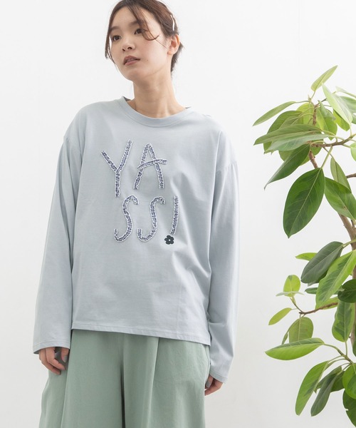 POU DOU DOU（プードゥドゥ）の「YASS ギャザーテープロゴロンTee（Tシャツ/カットソー・レディース・オフホワイト/ライトイエロー/ブルー・3）」の18枚目の写真