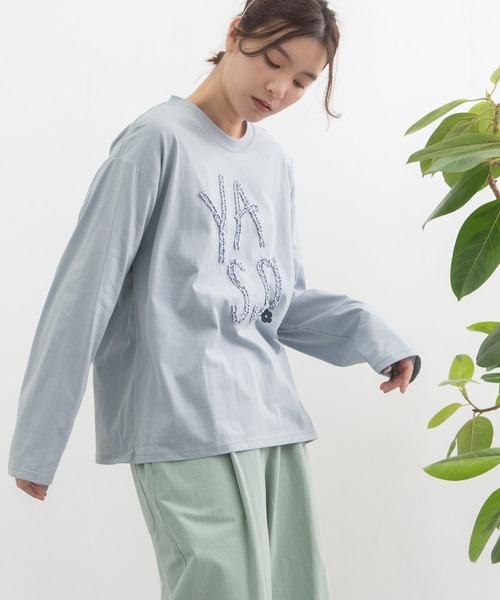 POU DOU DOU（プードゥドゥ）の「YASS ギャザーテープロゴロンTee（Tシャツ/カットソー・レディース・オフホワイト/ライトイエロー/ブルー・3）」の17枚目の写真