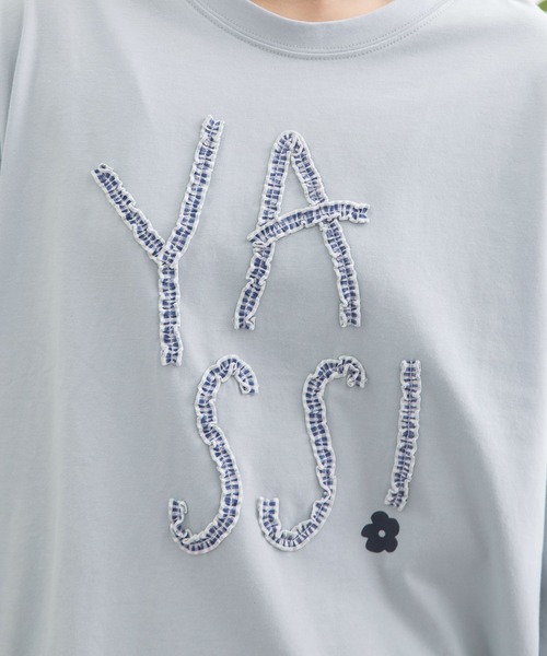 POU DOU DOU（プードゥドゥ）の「YASS ギャザーテープロゴロンTee（Tシャツ/カットソー・レディース・オフホワイト/ライトイエロー/ブルー・3）」の12枚目の写真