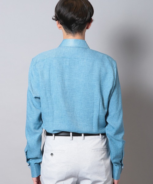 CROWDED CLOSET(クラウデッドクローゼット)の「メランジポリエステルホリゾンタルカラーシャツ(シャツ/ブラウス・メンズ・ホワイト/ブルー/ミント/ネイビー・04/03/02/01)」の6枚目の写真