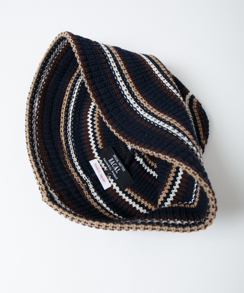 RACAL（ラカル）の「マルチボーダーニットチューリップハット / Multi Border Knit Hat（ニットキャップ/ビーニー・レディース・グレー/ブラック/ブラウン/ベージュ/ネイビー・FREE）」の14枚目の写真