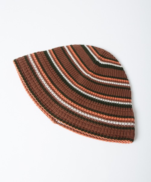RACAL（ラカル）の「マルチボーダーニットチューリップハット / Multi Border Knit Hat（ニットキャップ/ビーニー・レディース・グレー/ブラック/ブラウン/ベージュ/ネイビー・FREE）」の11枚目の写真