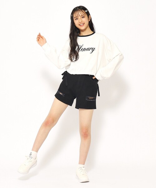 PINK-latte(ピンクラテ)の「◆【アジャスターあり】ダメージデザインショートパンツ(その他パンツ・キッズ・ブラック/ブルー系8/ブルー系9/オフホワイト/ブラック系4・14/15 /16)」の10枚目の写真