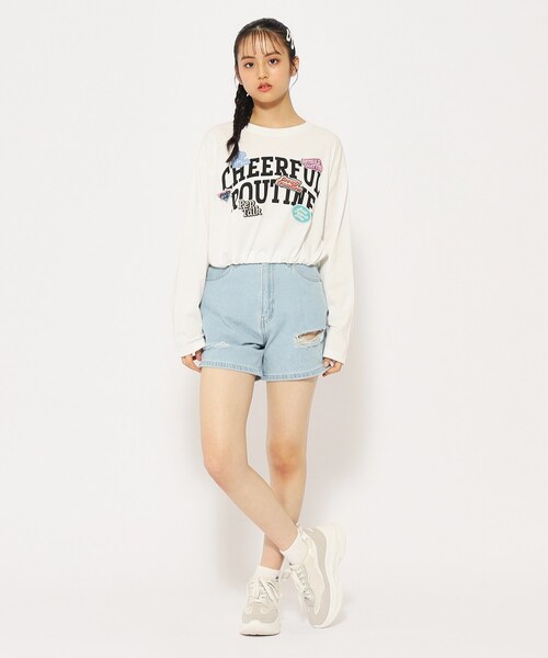 PINK-latte(ピンクラテ)の「◆【アジャスターあり】ダメージデザインショートパンツ(その他パンツ・キッズ・ブラック/ブルー系8/ブルー系9/オフホワイト/ブラック系4・14/15 /16)」の14枚目の写真