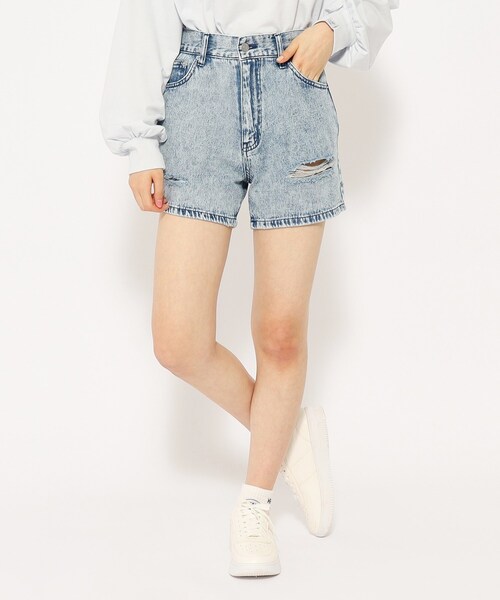 PINK-latte(ピンクラテ)の「◆【アジャスターあり】ダメージデザインショートパンツ(その他パンツ・キッズ・ブラック/ブルー系8/ブルー系9/オフホワイト/ブラック系4・14/15 /16)」の21枚目の写真