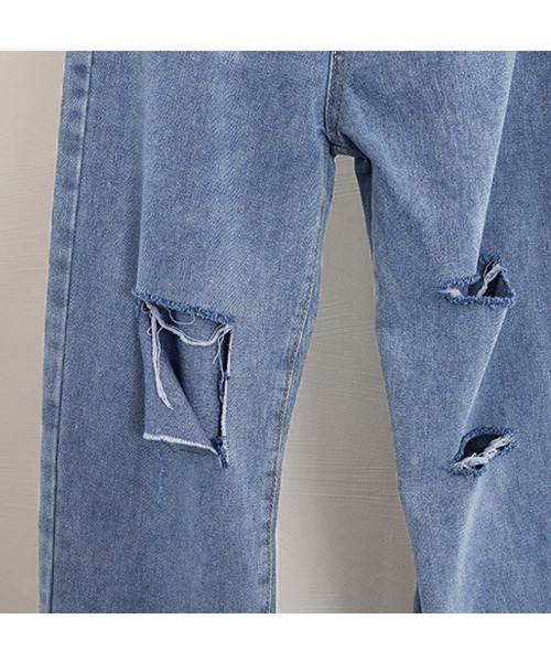 Miniministore(ミニミニストア)の「ダメージ デニムパンツ ハイウエスト美脚(デニムパンツ・レディース・ブルー・M/XL/S/L)」の18枚目の写真