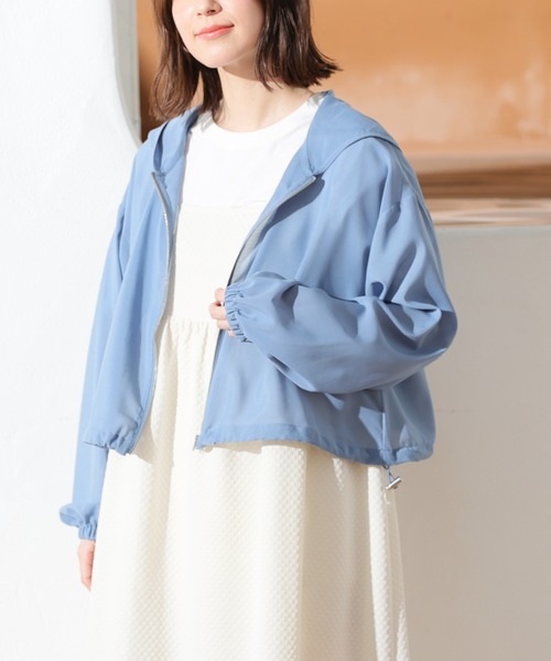 Honeys（ハニーズ）の「シアーフードブルゾン（ブルゾン・レディース・ホワイト/ブルー/グレー/ブラック・S/M/L/LL）」の21枚目の写真