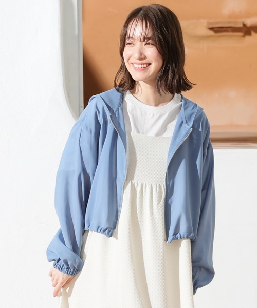 Honeys（ハニーズ）の「シアーフードブルゾン（ブルゾン・レディース・ホワイト/ブルー/グレー/ブラック・S/M/L/LL）」の22枚目の写真