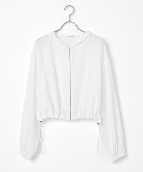 Honeys（ハニーズ）の「シアーフードブルゾン（ブルゾン・レディース・ホワイト/ブルー/グレー/ブラック・S/M/L/LL）」の15枚目の写真