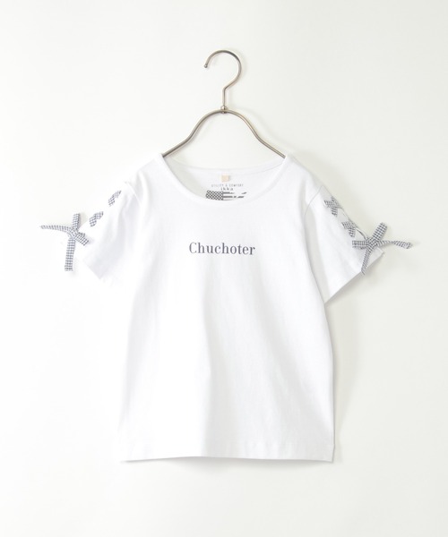 ikka（イッカ）の「袖ギンガムレースアップTシャツ（120~160cm）（Tシャツ/カットソー・キッズ・オフホワイト/ミント・120/130/140/150/160）」の2枚目の写真