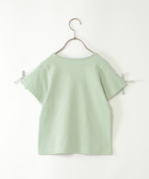 ikka（イッカ）の「袖ギンガムレースアップTシャツ（120~160cm）（Tシャツ/カットソー・キッズ・オフホワイト/ミント・120/130/140/150/160）」の4枚目の写真