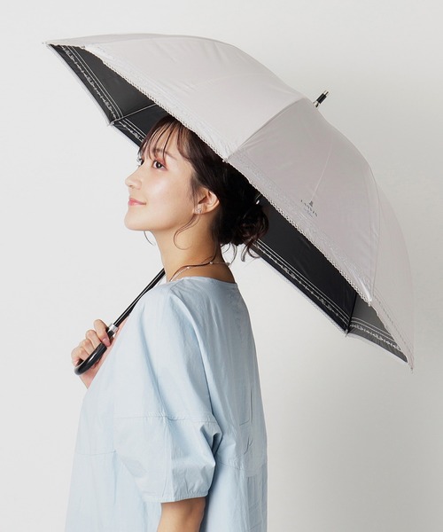 LANVIN en Bleu(ランバンオンブルー)の「遮光晴雨兼用日傘 ピコレース(長傘・レディース・ダークブルー/ベージュ/ブラック・FREE)」の15枚目の写真