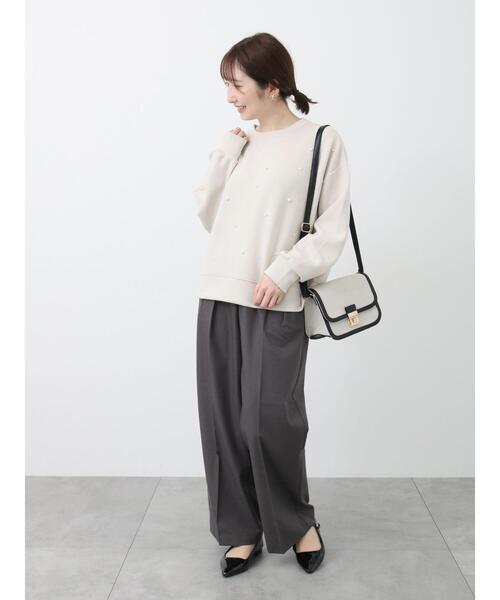 Te chichi TERRASSE（テチチテラス）の「【セットアップ可】タックワイドパンツ（その他パンツ・レディース・ベージュ/グレー/チャコールグレー・F）」の7枚目の写真