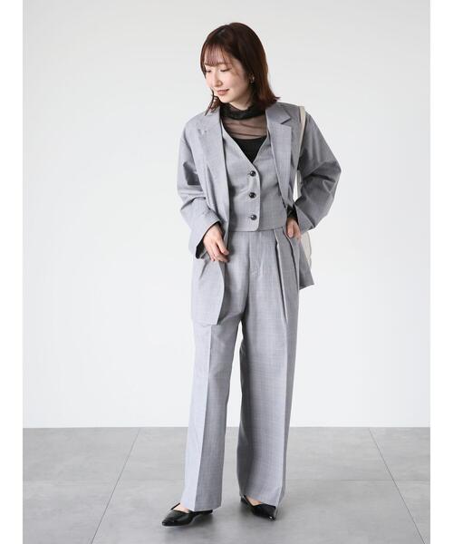 Te chichi TERRASSE（テチチテラス）の「【セットアップ可】タックワイドパンツ（その他パンツ・レディース・ベージュ/グレー/チャコールグレー・F）」の18枚目の写真