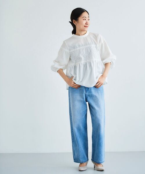 le.coeur blanc(ルクールブラン)の「レースキリカエスタンドネックブラウス(シャツ/ブラウス・レディース・ブラック/オフホワイト・38)」の8枚目の写真