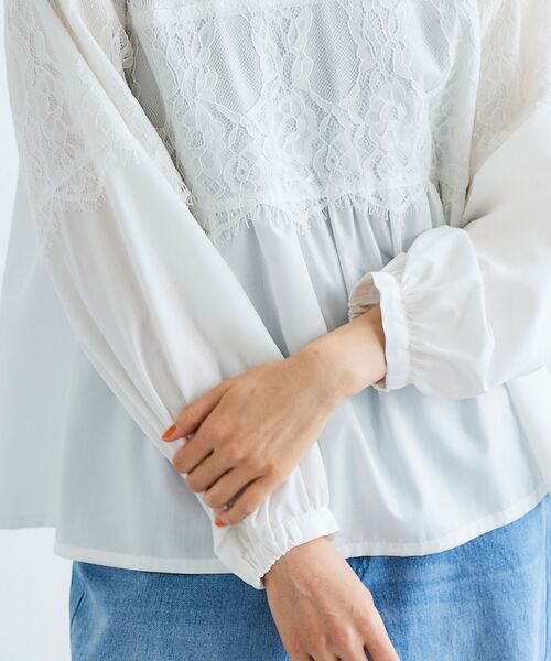 le.coeur blanc(ルクールブラン)の「レースキリカエスタンドネックブラウス(シャツ/ブラウス・レディース・ブラック/オフホワイト・38)」の14枚目の写真