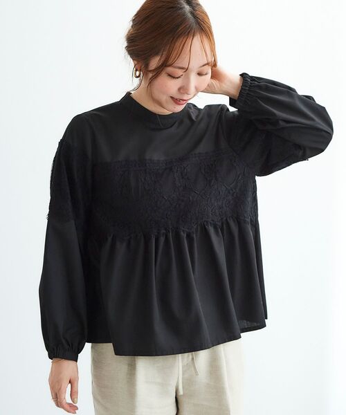 le.coeur blanc(ルクールブラン)の「レースキリカエスタンドネックブラウス(シャツ/ブラウス・レディース・ブラック/オフホワイト・38)」の20枚目の写真