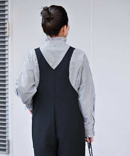 B.C STOCK（ベーセーストック）の「《追加》スタンドフリルブラウス（シャツ/ブラウス・レディース・ネイビー/ブラック/ホワイト・FREE）」の18枚目の写真