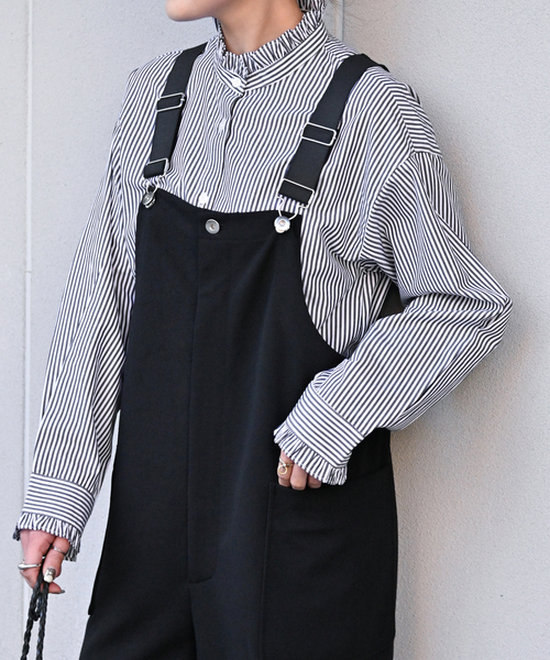B.C STOCK（ベーセーストック）の「《追加》スタンドフリルブラウス（シャツ/ブラウス・レディース・ネイビー/ブラック/ホワイト・FREE）」の20枚目の写真