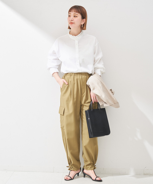 B.C STOCK｜ジョーゼットスタンドフリルブラウス | Rakuten