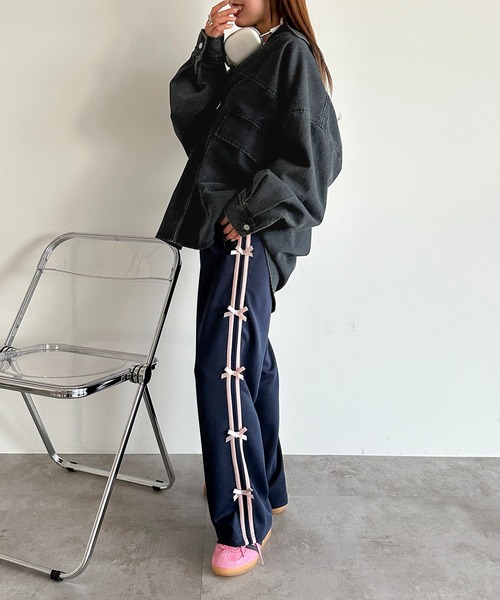 apres jour mignon（アプレジュールミニョン）の「ラインリボンパンツ【ZOZOTOWN限定アイテム】（その他パンツ・レディース・ネイビー/ブルー系その他/ブラック・MEDIUM/X-LARGE/SMALL）」の12枚目の写真