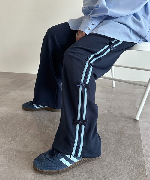 apres jour mignon（アプレジュールミニョン）の「ラインリボンパンツ【ZOZOTOWN限定アイテム】（その他パンツ・レディース・ネイビー/ブルー系その他/ブラック・MEDIUM/X-LARGE/SMALL）」の9枚目の写真