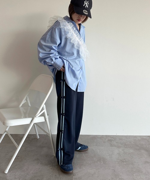 apres jour mignon（アプレジュールミニョン）の「ラインリボンパンツ【ZOZOTOWN限定アイテム】（その他パンツ・レディース・ネイビー/ブルー系その他/ブラック・MEDIUM/X-LARGE/SMALL）」の7枚目の写真