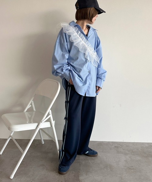 apres jour mignon（アプレジュールミニョン）の「ラインリボンパンツ【ZOZOTOWN限定アイテム】（その他パンツ・レディース・ネイビー/ブルー系その他/ブラック・MEDIUM/X-LARGE/SMALL）」の6枚目の写真