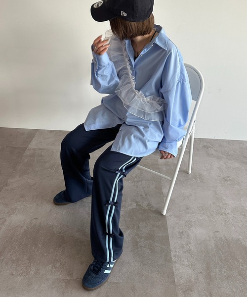 apres jour mignon（アプレジュールミニョン）の「ラインリボンパンツ【ZOZOTOWN限定アイテム】（その他パンツ・レディース・ネイビー/ブルー系その他/ブラック・MEDIUM/X-LARGE/SMALL）」の5枚目の写真