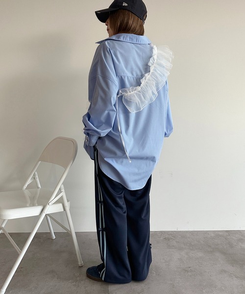 apres jour mignon（アプレジュールミニョン）の「ラインリボンパンツ【ZOZOTOWN限定アイテム】（その他パンツ・レディース・ネイビー/ブルー系その他/ブラック・MEDIUM/X-LARGE/SMALL）」の4枚目の写真