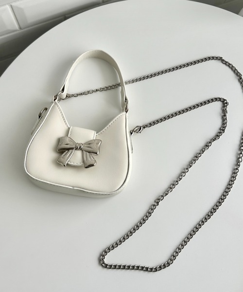セール】リボンメタルモチーフミニショルダーバッグ（ショルダー