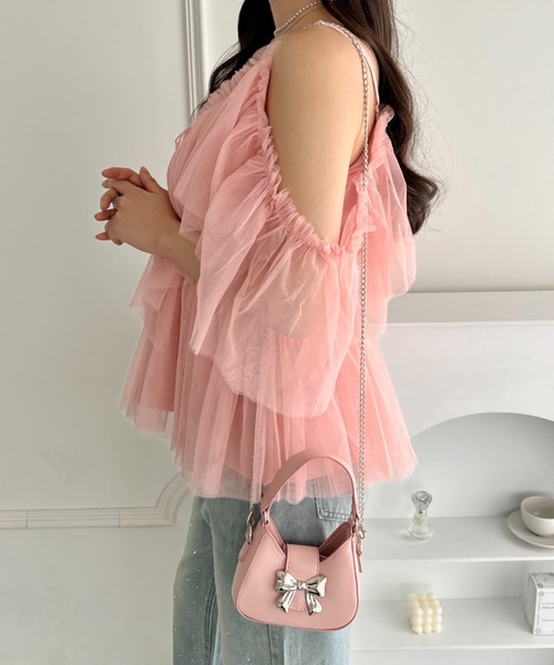 Loueme(ルエム)の「リボンメタルモチーフミニショルダーバッグ(ショルダーバッグ・レディース・シルバー/ブラック/ホワイト/ピンク・FREE)」の15枚目の写真