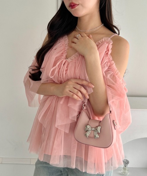 Loueme(ルエム)の「リボンメタルモチーフミニショルダーバッグ(ショルダーバッグ・レディース・シルバー/ブラック/ホワイト/ピンク・FREE)」の14枚目の写真