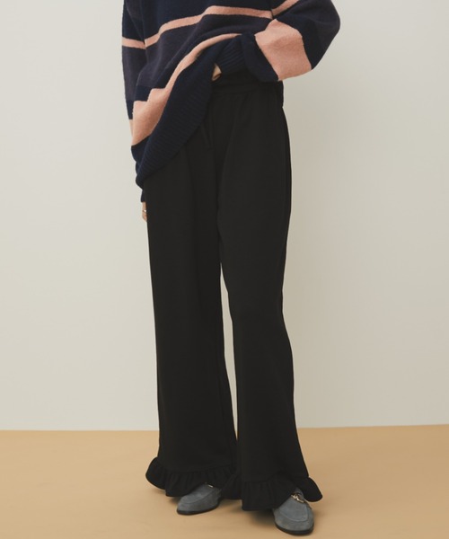 MERLOT(メルロー)の「フリルスウェットパンツ(スウェットパンツ・レディース・ブラック/グレー・FREE)」の2枚目の写真