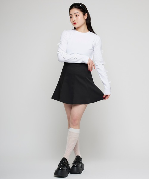 Narcissus(ナルシス)の「【Narcissus】リボンロングTシャツ(Tシャツ/カットソー・レディース・ブラック/ホワイト・FREE)」の11枚目の写真