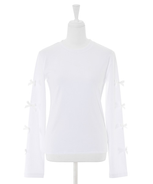 Narcissus(ナルシス)の「【Narcissus】リボンロングTシャツ(Tシャツ/カットソー・レディース・ブラック/ホワイト・FREE)」の7枚目の写真