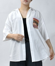 balfas lace pocket wide shirt/バルファスレース ポケット ワイド レギュラーカラーシャツ/半袖シャツ