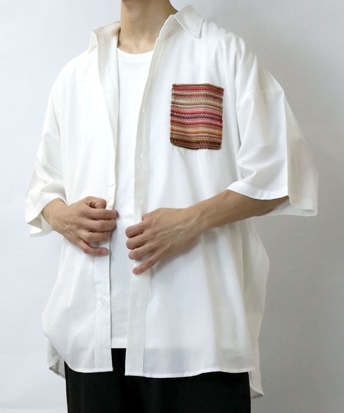 Starting Over(スターティングオーバー)の「balfas lace pocket wide shirt/バルファスレース ポケット ワイド レギュラーカラーシャツ/半袖シャツ(シャツ/ブラウス・メンズ・ホワイト/ブラック・XL/L/M)」の20枚目の写真