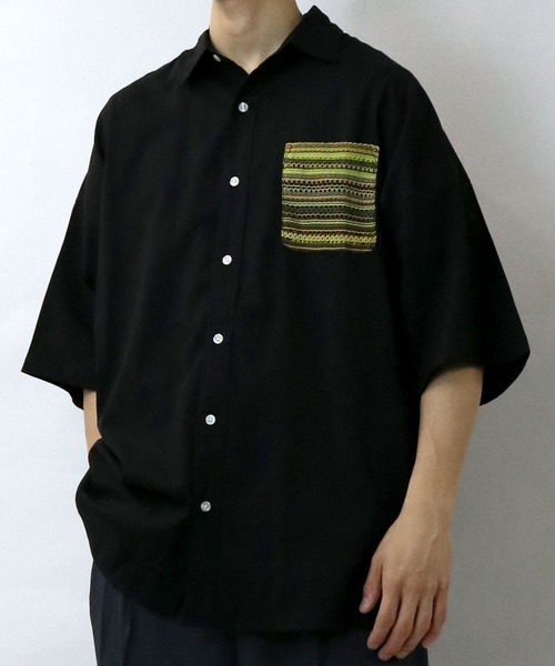 Starting Over(スターティングオーバー)の「balfas lace pocket wide shirt/バルファスレース ポケット ワイド レギュラーカラーシャツ/半袖シャツ(シャツ/ブラウス・メンズ・ホワイト/ブラック・XL/L/M)」の13枚目の写真